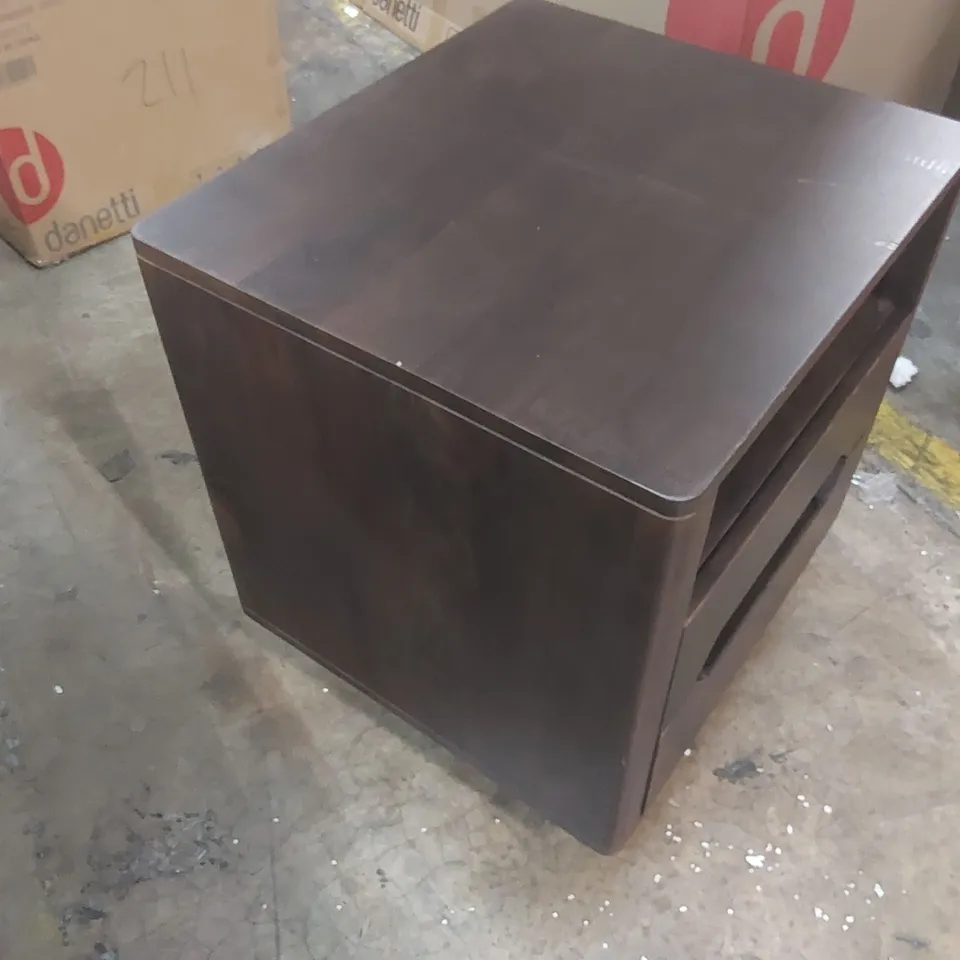 DANETTI BRYCE DARK MANGO WOOD 2 DRAWER BEDSIDE TABLE