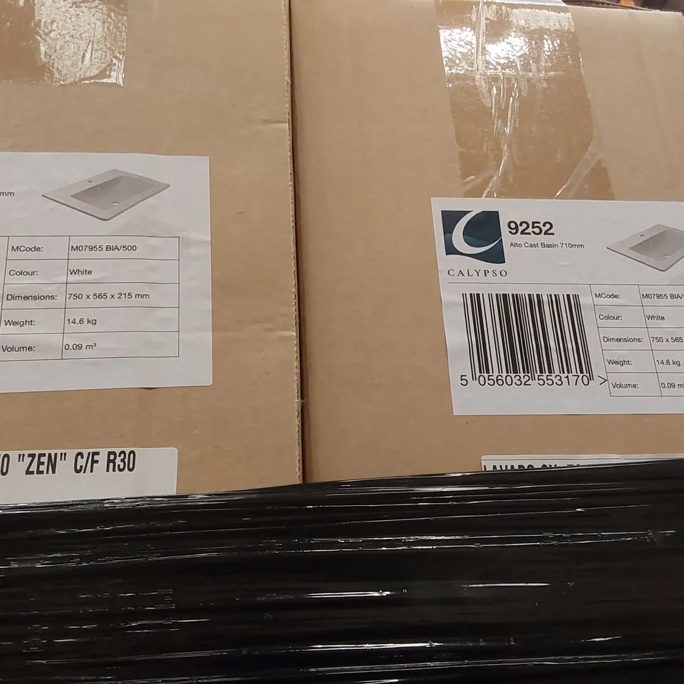 PALLET CONTAINING APPROXIMATELY 19x BOXED CALYPSO BATHROOM BASINS