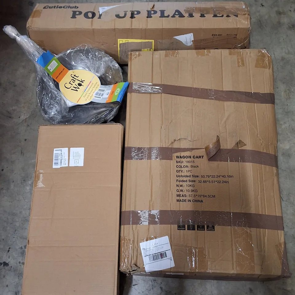 PALLET CONTAINING ASSORTED PRODUCTS INCLUDING POP UP PLAYPEN, CRAFT WOK, WAGON CART & SAND AND WATER TABLE