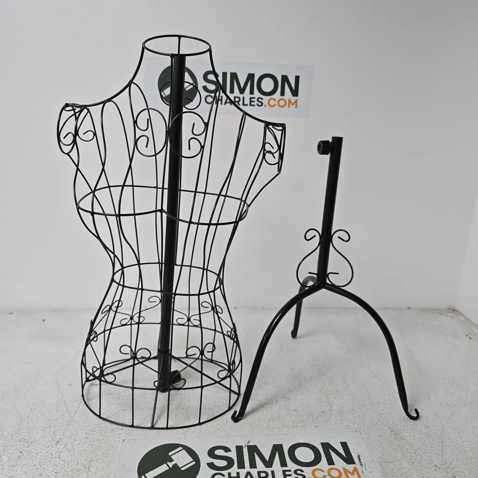WIRE DRESS FORM MANNEQUIN ON STAND – DECORATIVE DISPLAY BUST