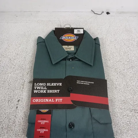 DICKIES LONG SLEEVE WORK SHIRT – ORIGINAL FIT, SMALL (TEAL) - MENS