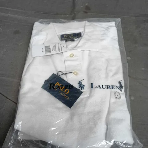POLO RALPH LAUREN MEN'S POLO SHIRT – WHITE – UK M (CUSTOM FIT)