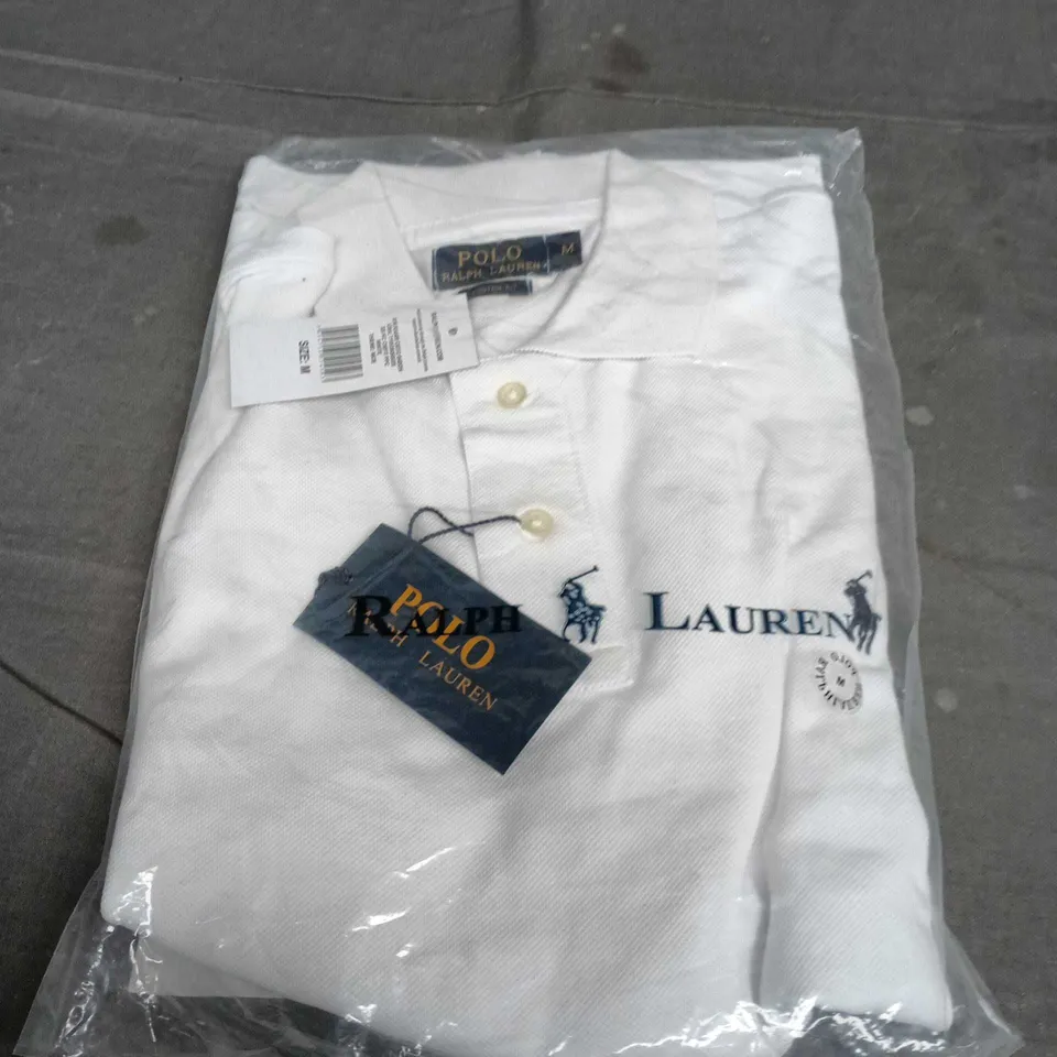 POLO RALPH LAUREN MEN'S POLO SHIRT – WHITE – UK M (CUSTOM FIT)