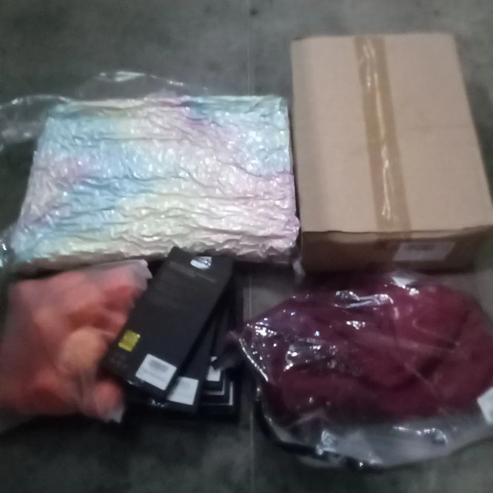 PALLET OF ASSORTED ITEMS INCLUDING PHONE CASES , CLOTHING , SIGNED MEMORABILIA , ETC  
