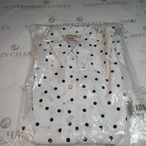 BODEN WHITE SPOTTY TOP SIZE 14R