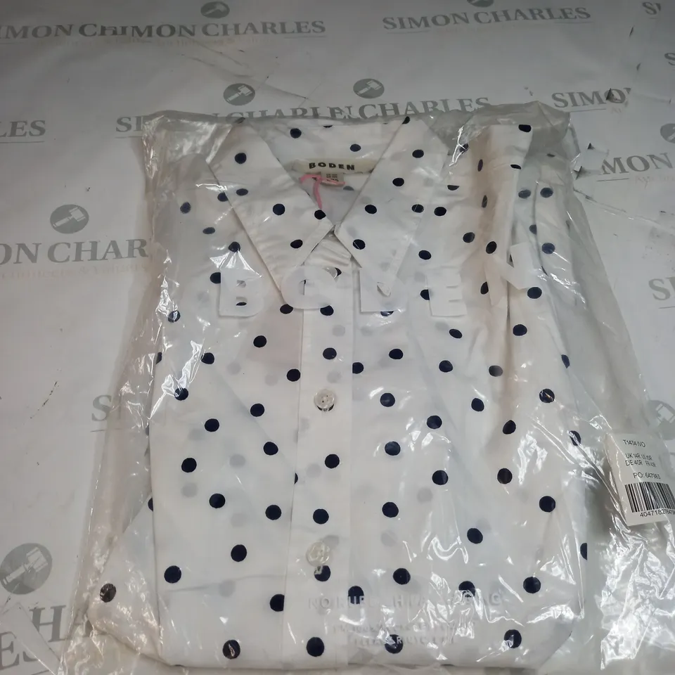 BODEN WHITE SPOTTY TOP SIZE 14R