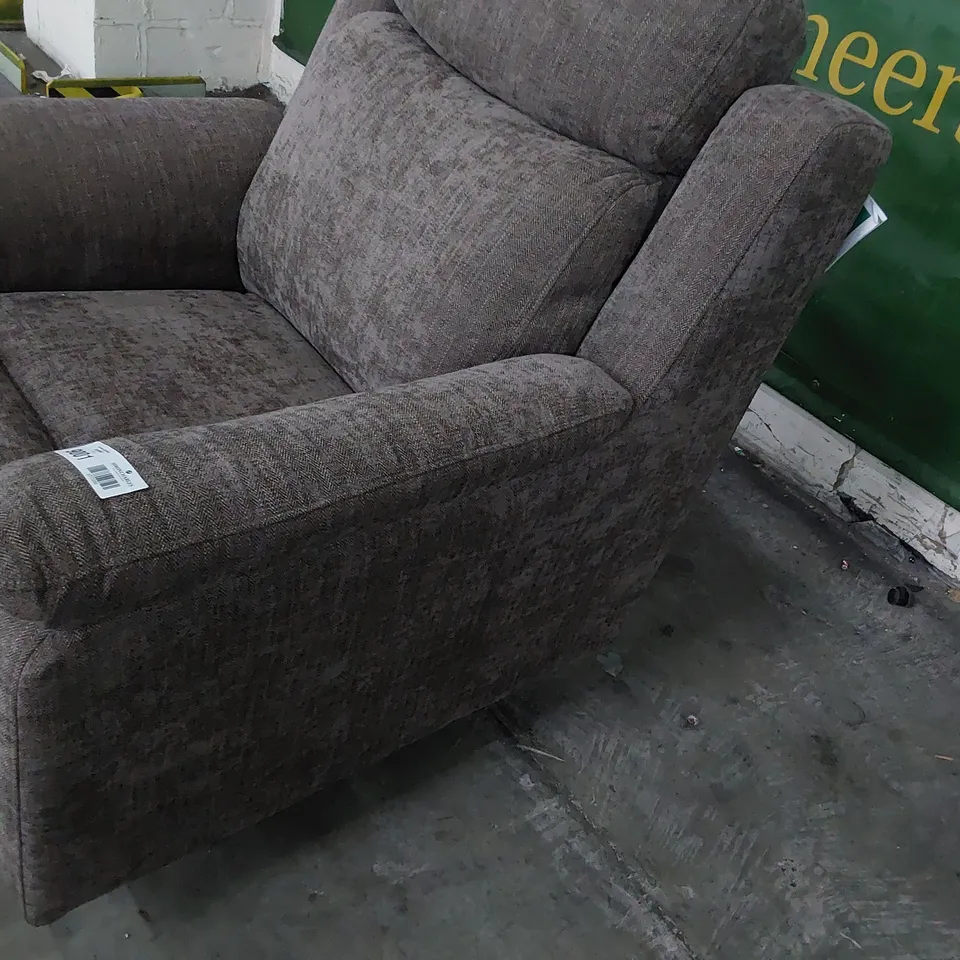 DESIGNER POWER RECLINING EASY CHAIR GREY FABRIC 