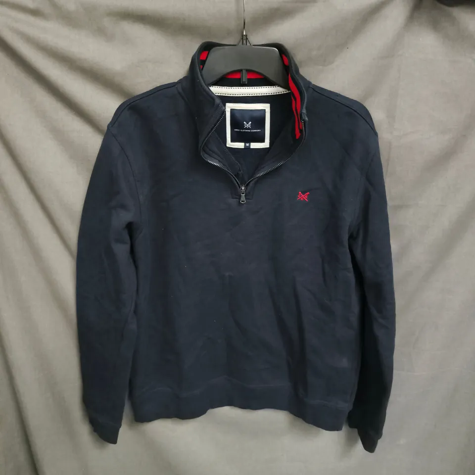 UK SIZE M CREW CLOTHING COMPANY NAVY HALF-ZIP JUMPER – MEN'S