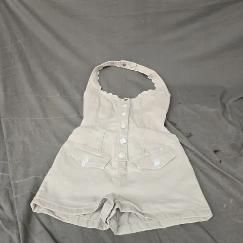 OH POLLY LALITA BUTTON-DOWN HALTERNECK PLAYSUIT IN ECRU SIZE 6