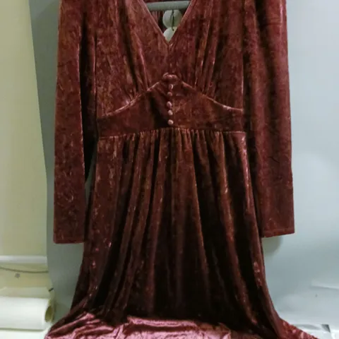 MONSOON LADIES VELOUR MAXI DRESS RED SIZE 12