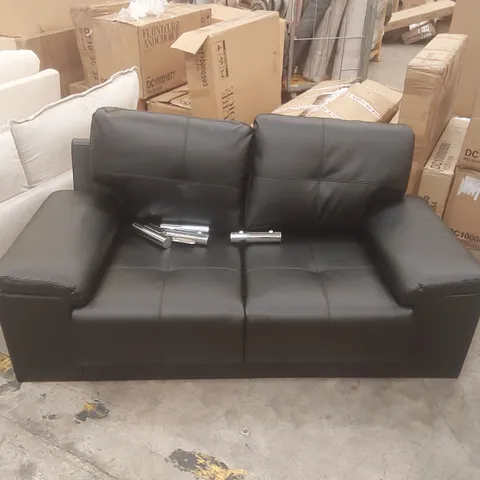 QUALITY DESIGNER 2-SEATER FAUX LEATHER UPHOLSTERED SOFA