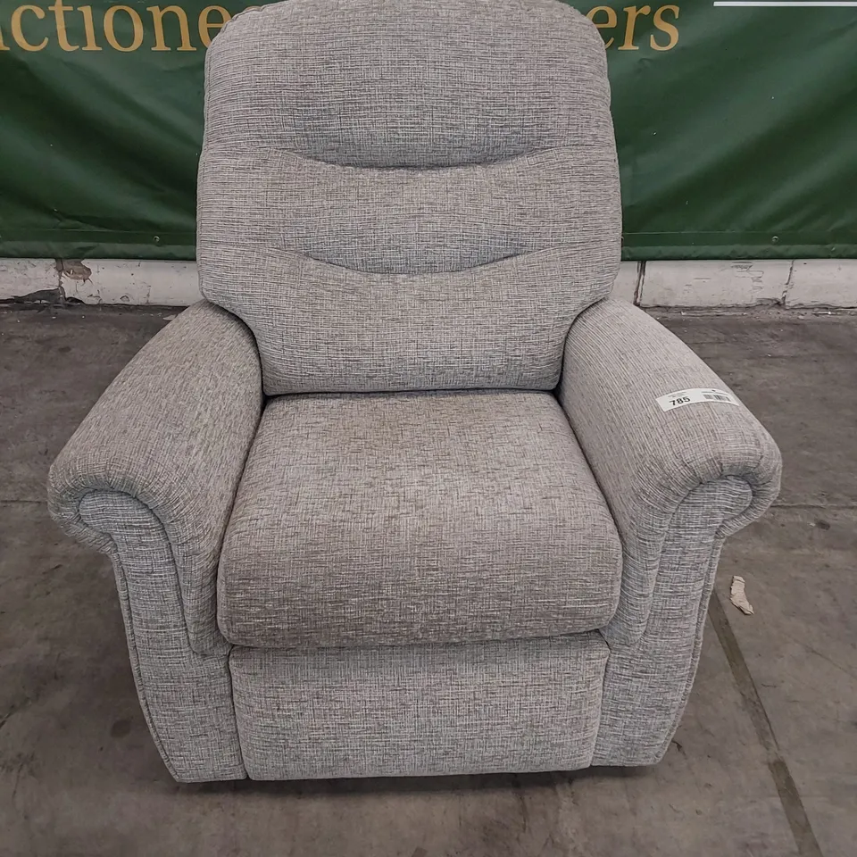 QUALITY BRITISH DESIGNER G PLAN HOLMES EASY CHAIR FARROW MIST FABRIC 
