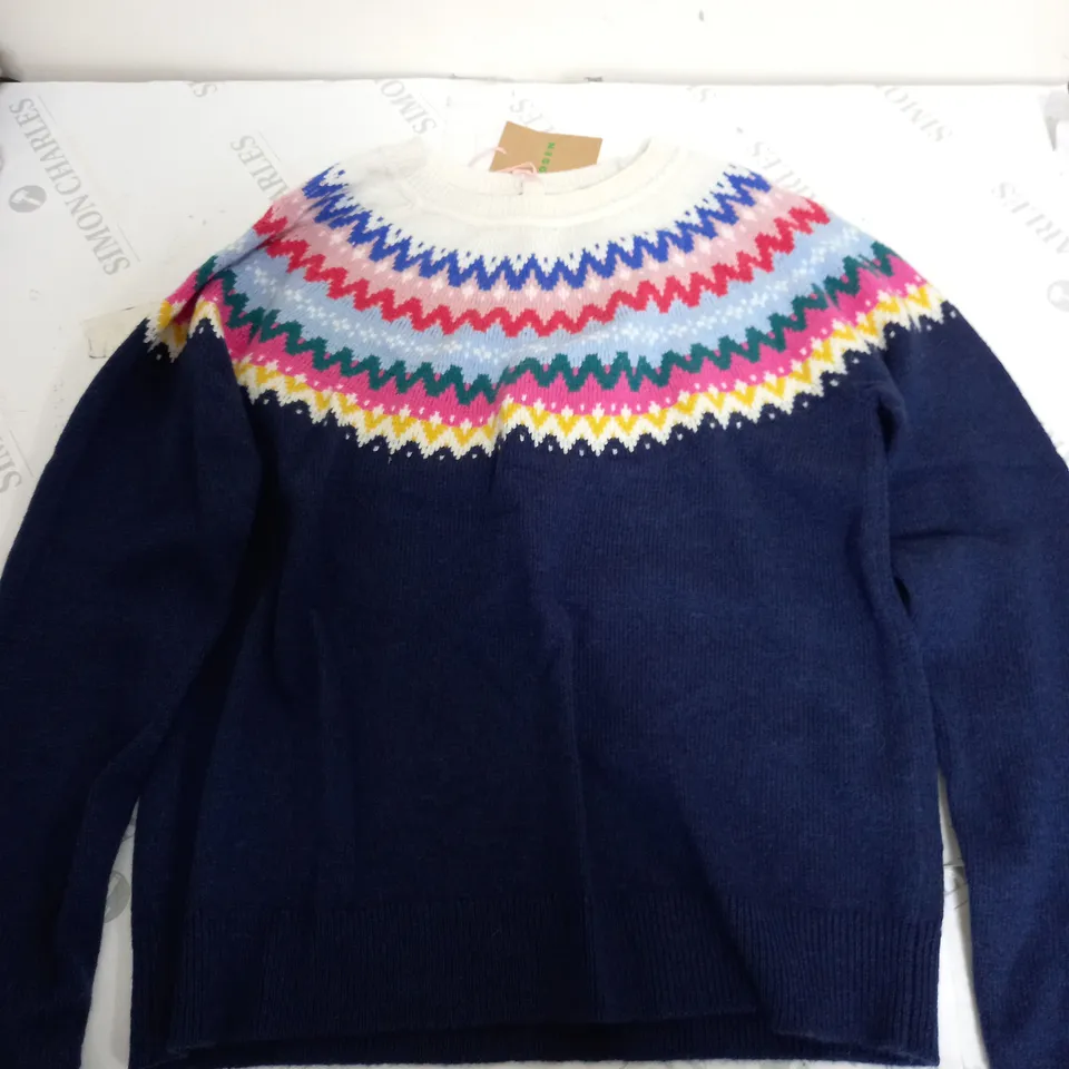 BODEN MULTI-COLOUR STRIPED SWEATY IN NAVY - SMALL