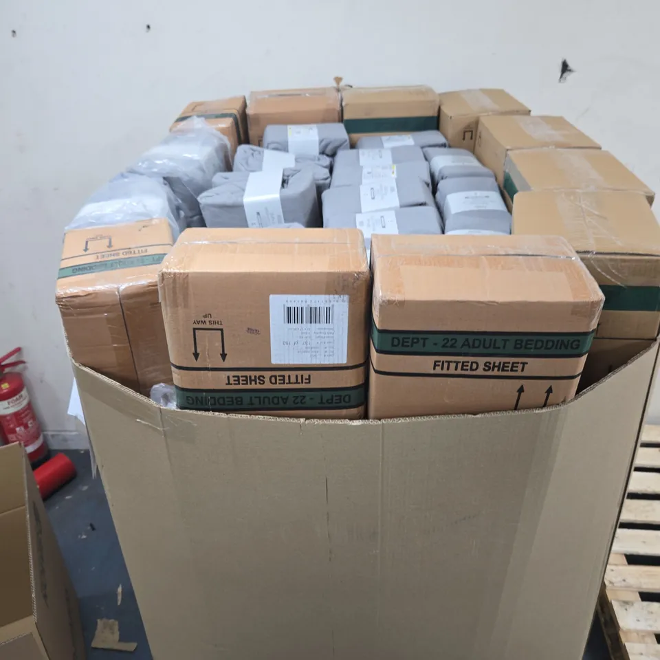 PALLET CONTAINING APPROXIMATELY 40 BRAND NEW GREY SOFT&COSY BRUSHED COTTON FITTED SHEETS 