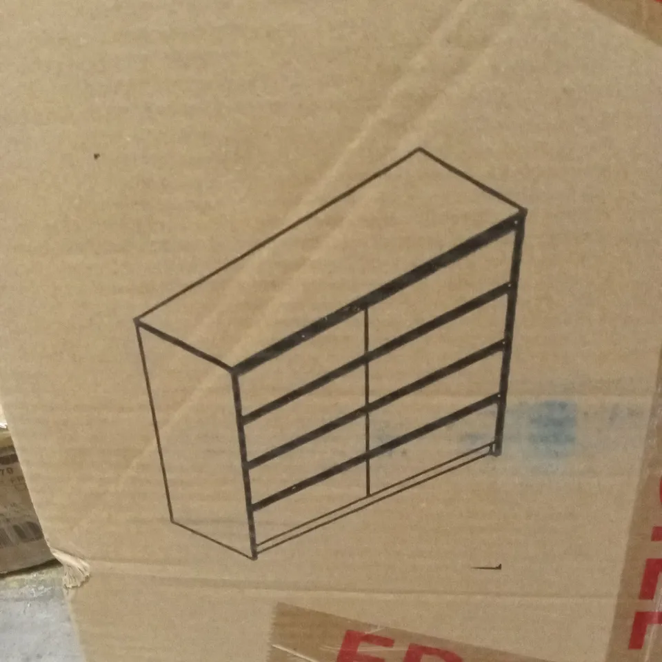BOXED 4+4 DRAWER CHEST OF DRAWERS - BLACK (2 BOXES)