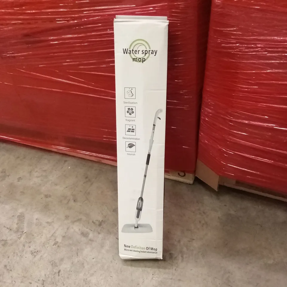 PALLET OF ASSORTED HOUSEHOLD GOODS AND PRODUCTS TO INCLUDE; A VERY LARGE QUANTITY OF WATER SPRAY MOPS AND A COUPLE ADDITIONAL HOUSEHOLD ITEMS