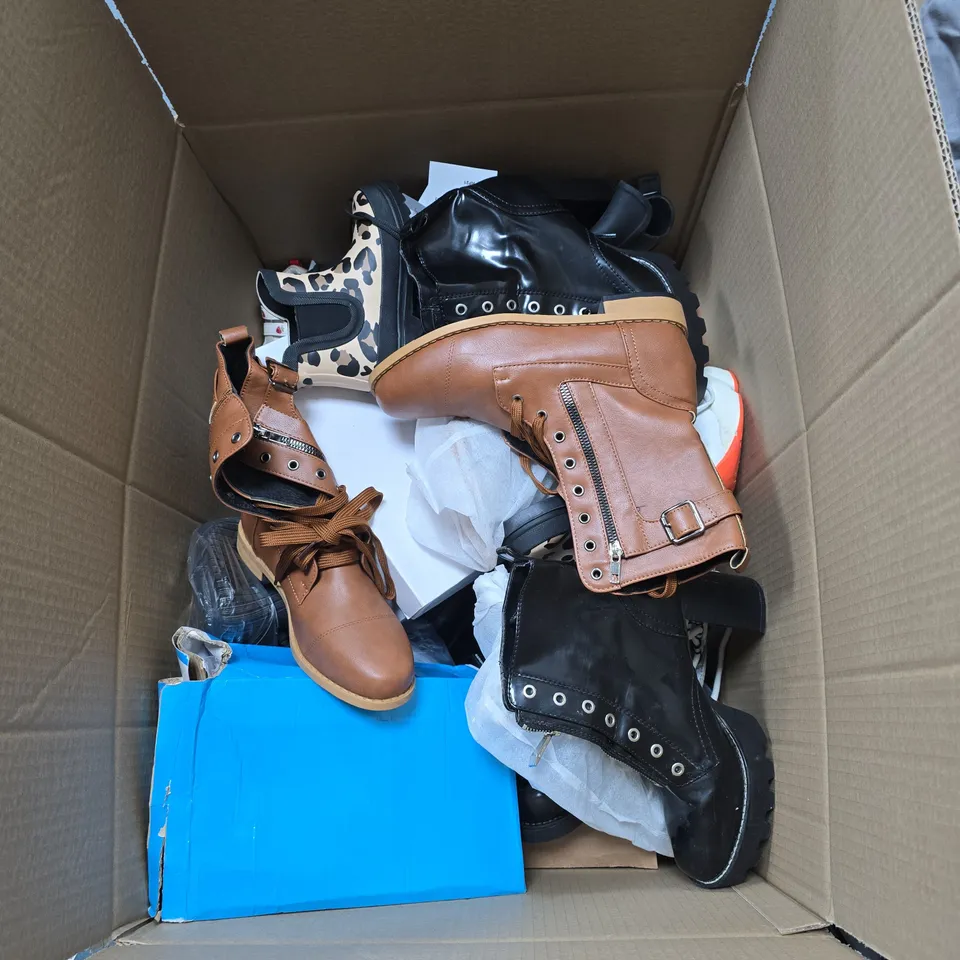 BOX OF APPROXIMATELY 20 ASSORTED FOOTWEAR ITEMS TO INCLUDE BOOTS, SLIPPERS, CHILDRENS SHOES ETC