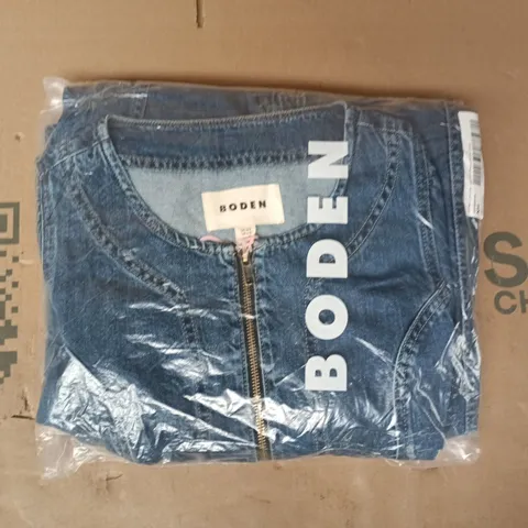 BAGGED BODEN ZIP PUFF SLEEVE DENIM DRESS SIZE 12R
