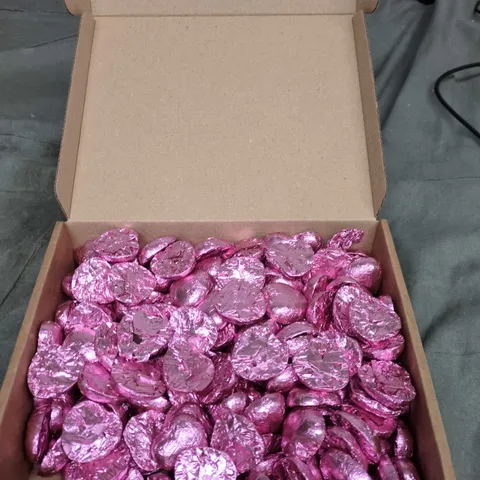WHITAKERS PINK FOILED MILK CHOCOLATE HEARTS – 1KG NET (APPROX. 166 PIECES)