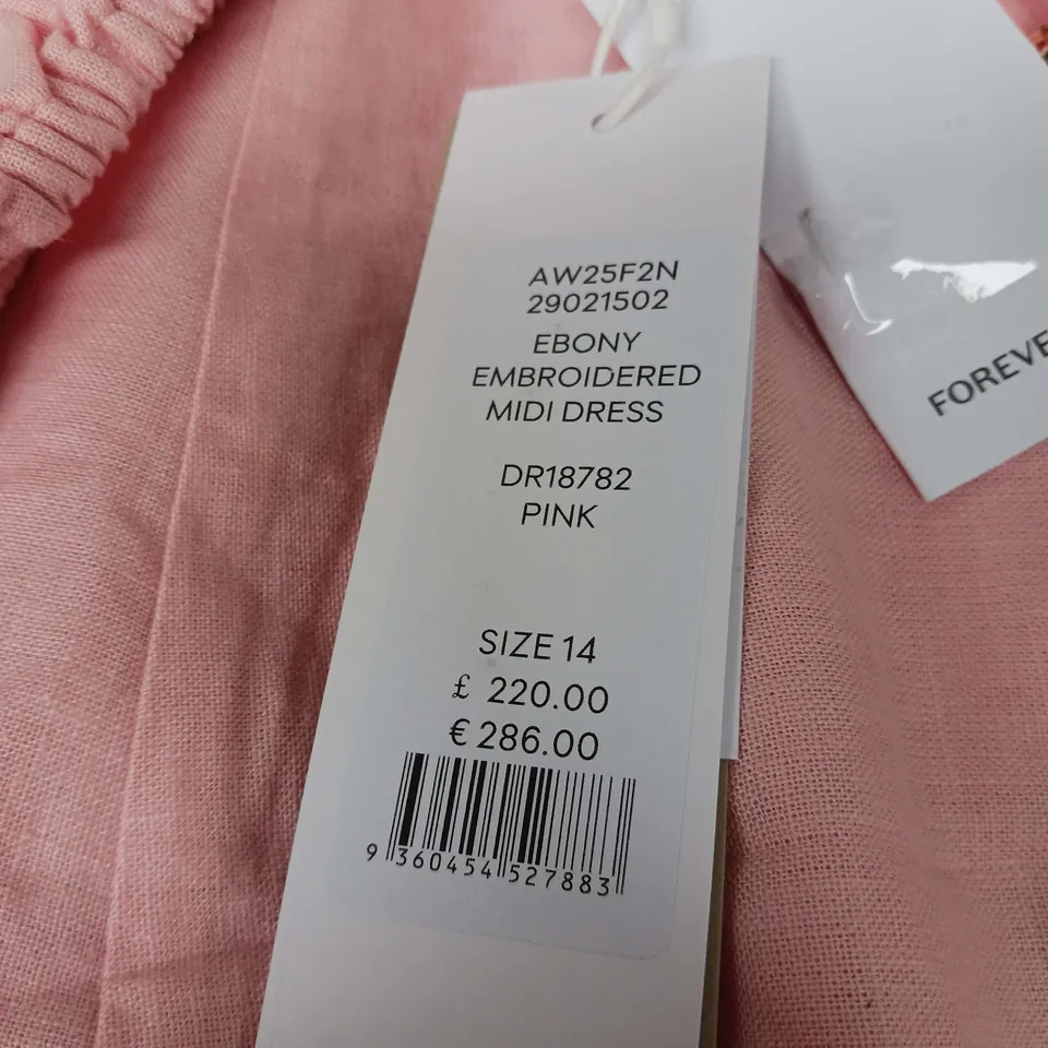 FOREVER NEW EMBROIDED MIDI DRESS - SIZE 14