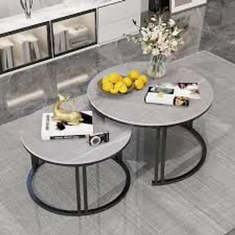 BOXED HAWSAIY 2-IN-1 NESTING COFFEE TABLE SET - LIGHT GREY (1 BOX)