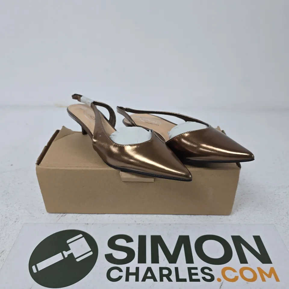 SPOT ON WOMEN’S BRONZE METALLIC SLINGBACK SHOES – UK 5