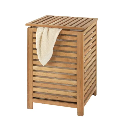 BOXED NORWAY WOOD CABINET LAUNDRY HAMPER 