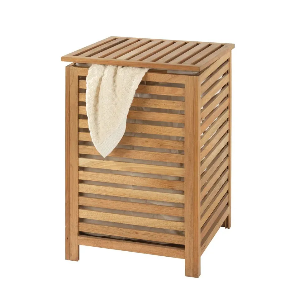 BOXED NORWAY WOOD CABINET LAUNDRY HAMPER 