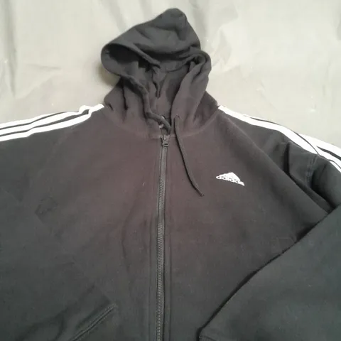 ADIDAS BLACK TRACKSUIT TOP - SIZE MEDIUM