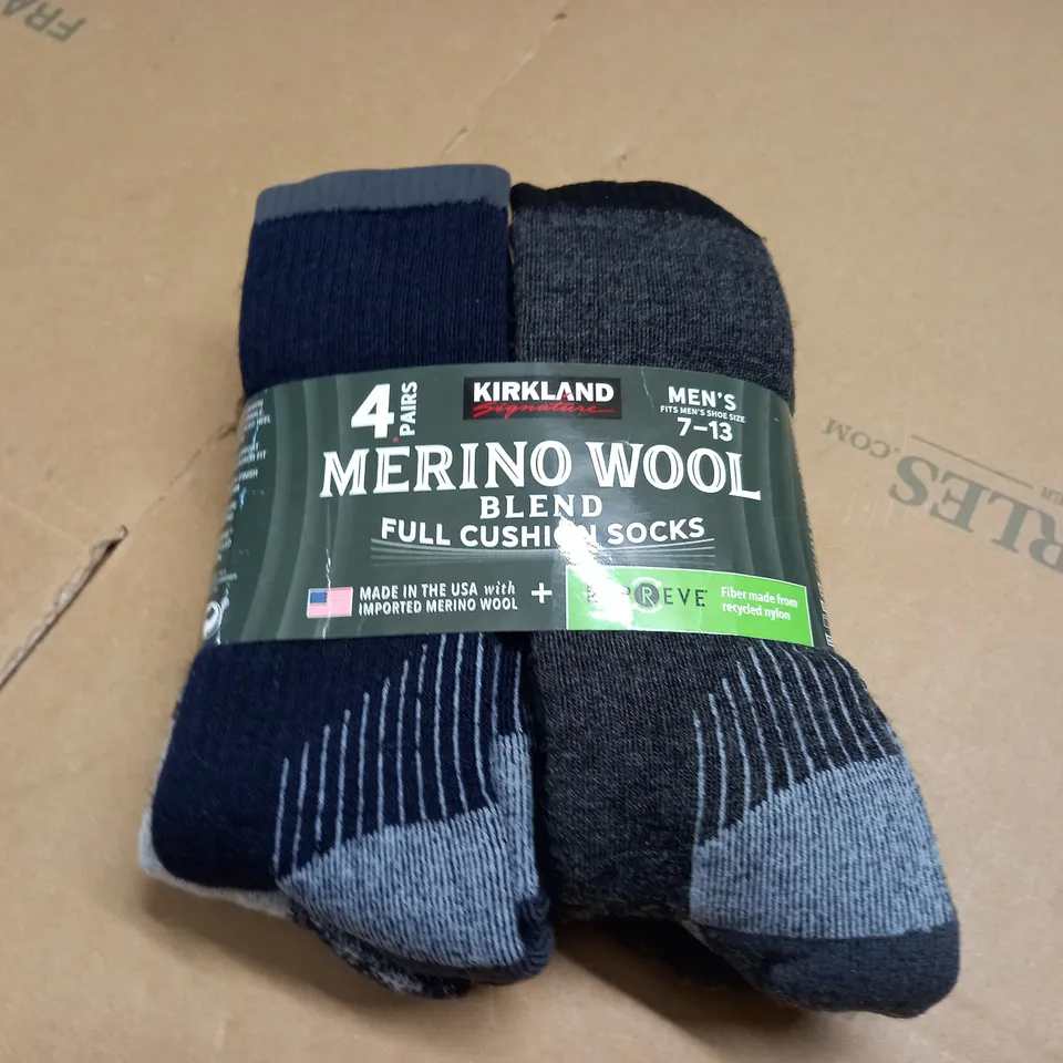 MERINO WOOL 4-PAIRS OF SOCKS - MENS 7/13