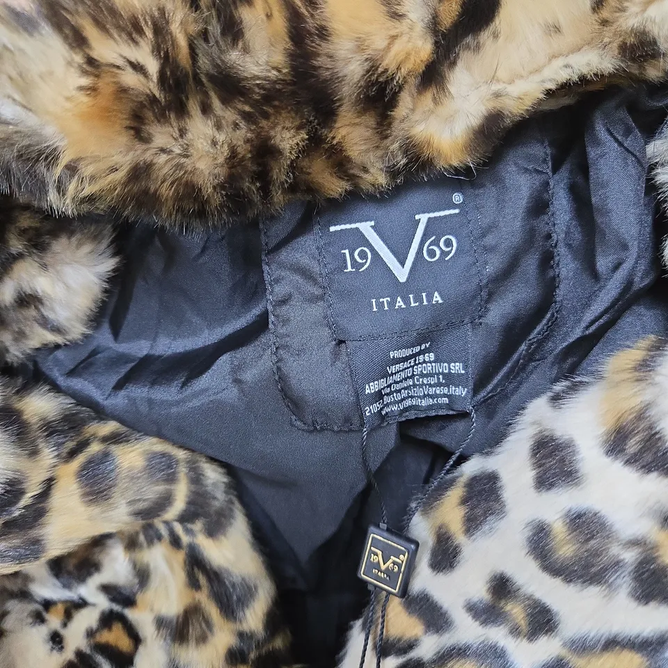 VERSACE 19.69 ITALIA LEOPARD PRINT FAUX-FUR COAT – WOMEN'S - SMALL