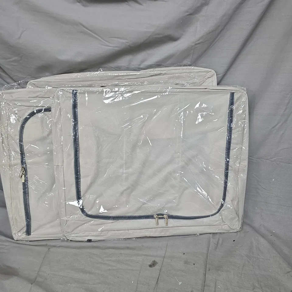 3 X GREY FABRIC STORAGE BAG WITH ZIP COMPARTMENTS