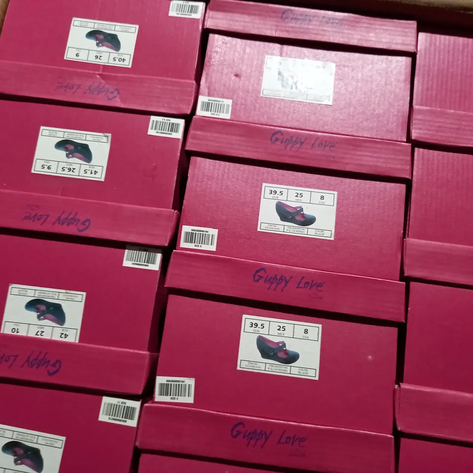 APPROXIMATELY 12 BOXED PAIRS OF GUPPY LOVE BY BLOWFISH WEDGE SHOES IN VARIOUS SIZES TO INCLUDE SIZE 39.5EU
