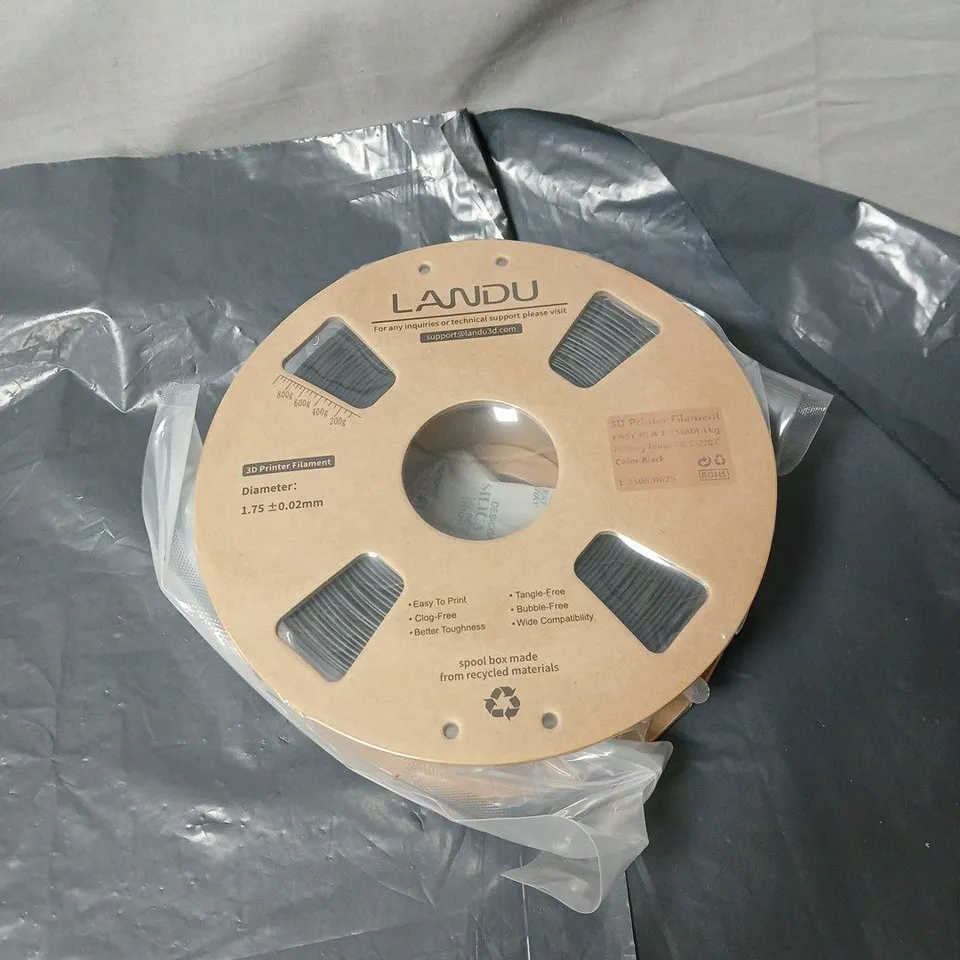 3D PRINTER FILAMENT – LANDU, BLACK, 1 SPOOL (CARTON)