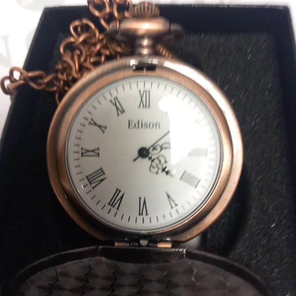 MENS EDISON POCKET WATCH WITH CHAIN – BRAND NEW IN BOX