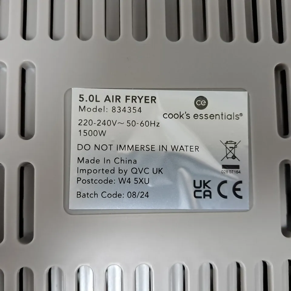 COOK'S ESSENTIALS 5L DIGITAL AIR FRYER – MODEL 834354