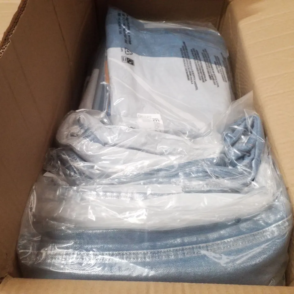 BOX CONTAINING APPROXIMATELY 14 BRAND NEW SIMPLY BE BLUE METALLIC WIDE LEG JEANS - SIZE 16R