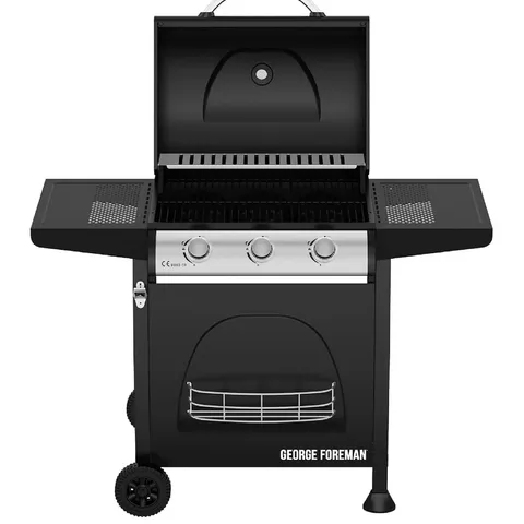 GEORGE FOREMAN GFGBBQ3B-N 3-BURNER GAS BBQ - BLACK