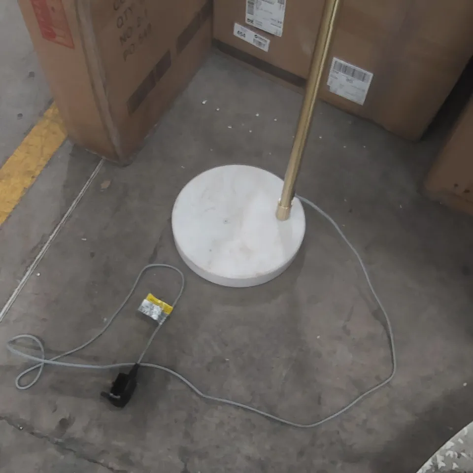 DESIGNER ARC FLOOR LAMP WITH WHITE BASE