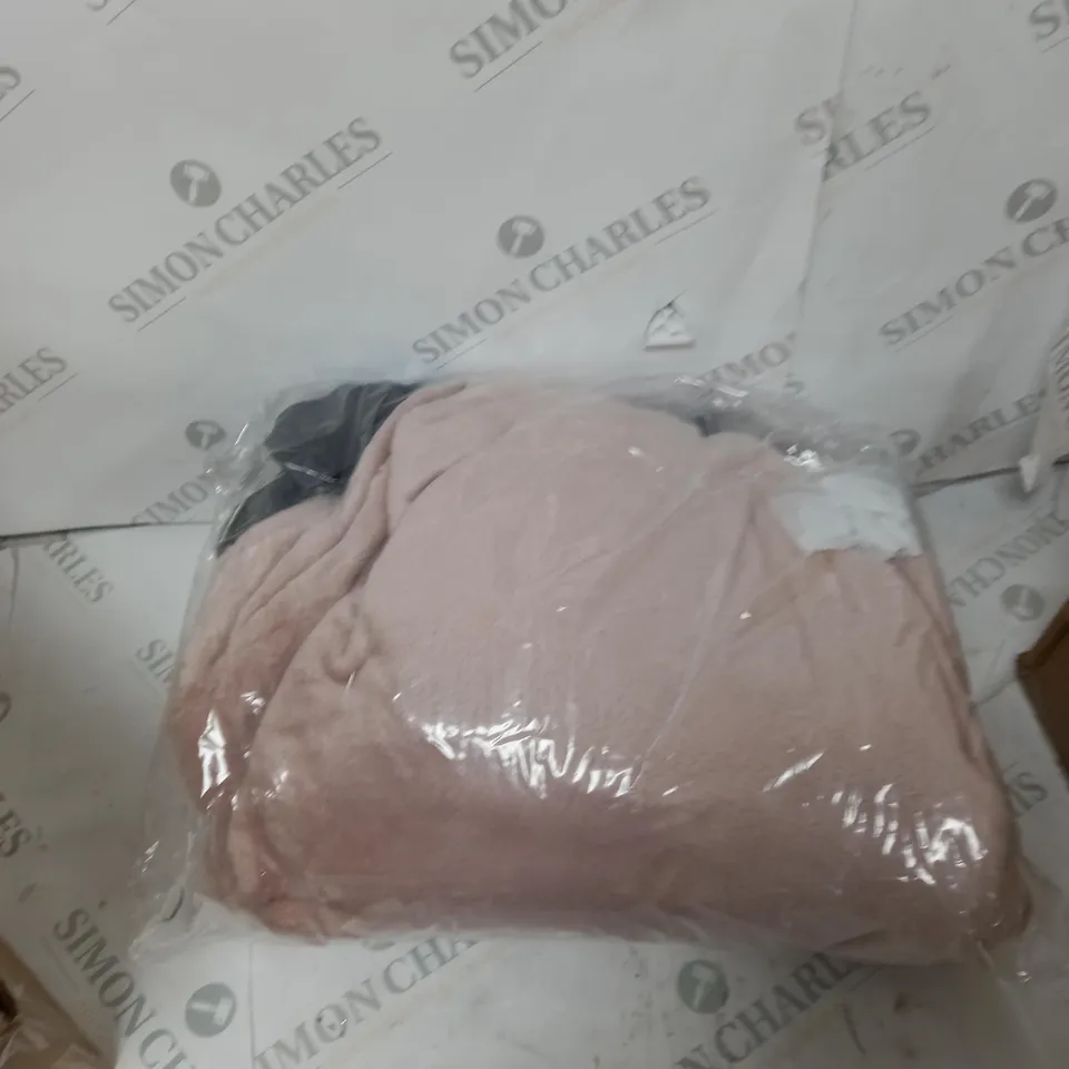 COZEE HOME FAUX FUR TRIMMED VELVETSOFT PONCHO - ROSE SMOKE