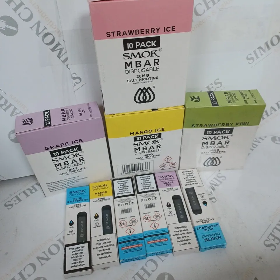 LARGE BOX OF ASSORTED VAPES AND E-CIGARETTES 