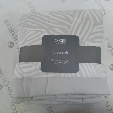COZEE HOME SUPERSOFT ABSTRACT ANIMAL PRINT SET OF 2 OXFORD PILLOWCASES GREY ONE SIZE