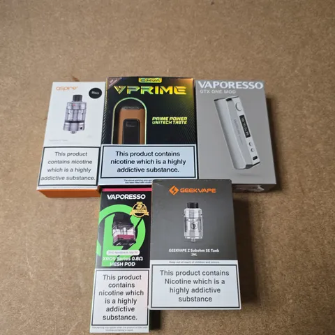 APPROXIMATELY 15 ASSORTED E-CIGARETTE PRODUCTS TO INCLUDE - ASPIRE, GEEK VAPE, OXVA ETC