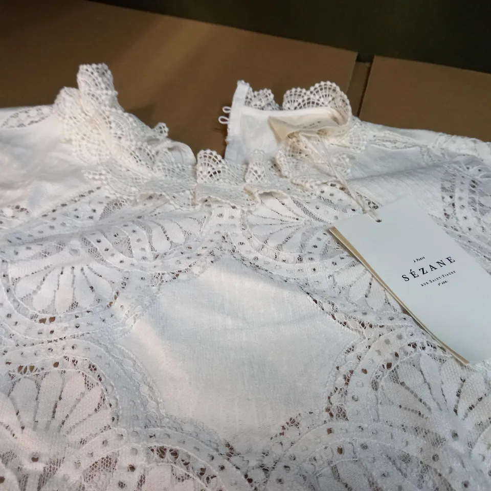 SEZANE CREAM LACE INSPIRED BLOUSE - SIZE 10
