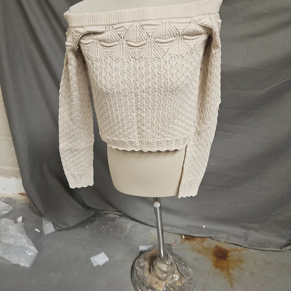 WOMENS BEIGE CROPPED SWEATSHIRT SIZE MEDIUM