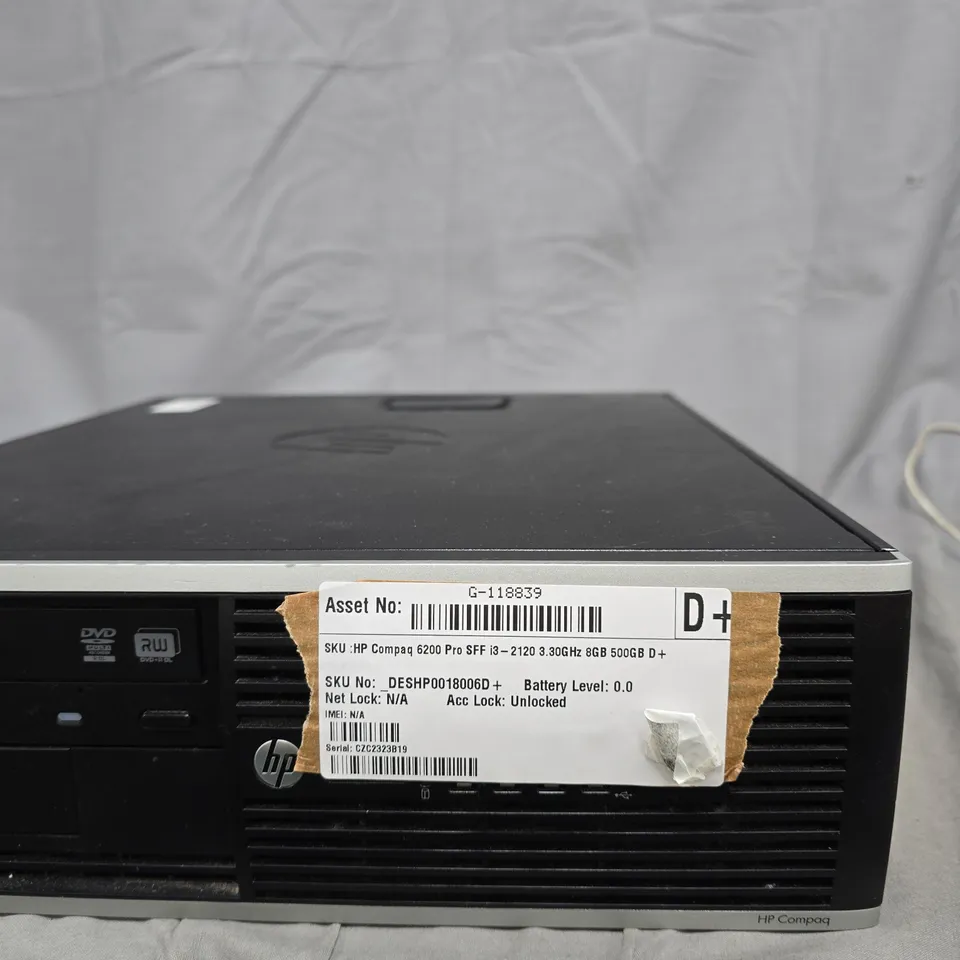 HP COMPAQ 6200 PRO SFF DESKTOP PC – I3-2120 3.30GHZ, 8GB RAM, 500GB HDD