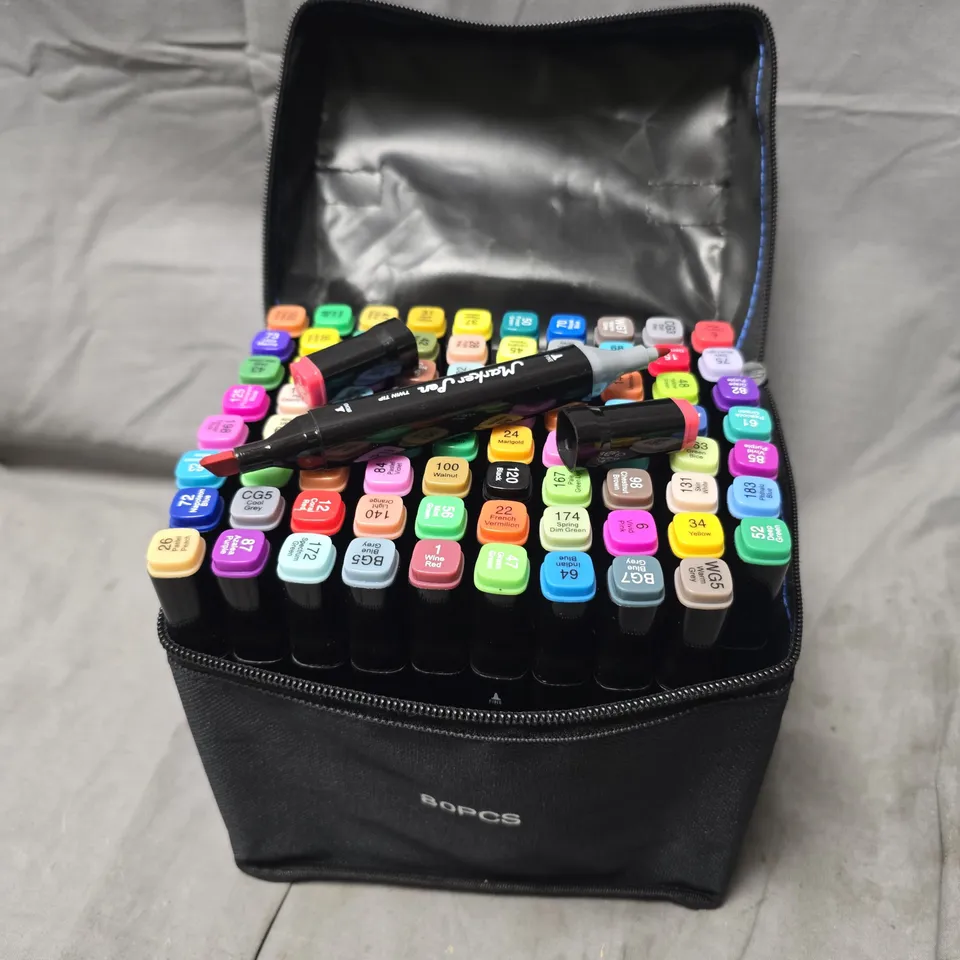 MARVY MARKER PENS TWIN TIP SET – 60 COLOUR IN ZIP CASE