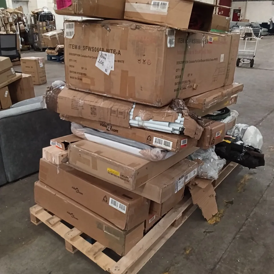 PALLET OF ASSORTED, INCOMPLETE FURNITURE PARTS AND PIECES 