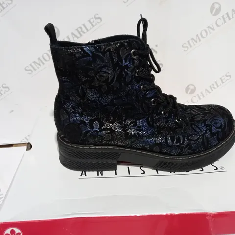BOXED RIEKER ANTISTRESS BLUE LACE UP BOOTS -SIZE 4