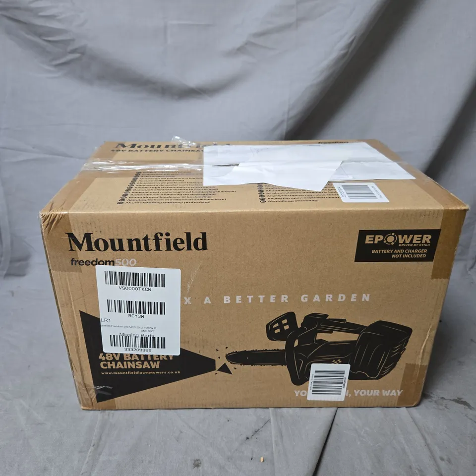 BOXED MOUNTFIELD FREEDOM 500 MCS 50 LI 1000W CORDLESS CHAINSAW BARE UNIT RRP £157.99